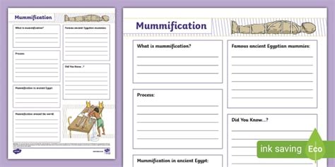 NEW Mummification Fact File Template Professor Feito