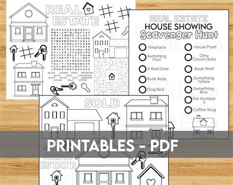 Printable 3 Activity Sheets For Real Estate Activity For Open Etsy