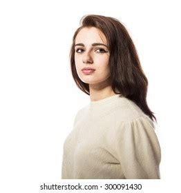 Portrait Smiling Beautiful Brunette Model Freckles Stock Photo Shutterstock
