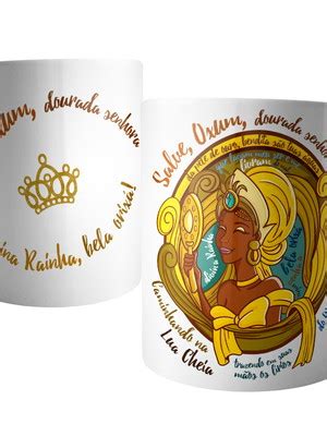 Caneca Salve Oxum Dourada Senhora Divina Rainha Bela Orixa Compre