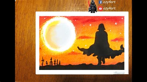 Star Wars Darth Vader Moonlight Oil Pastel Drawing For Beginners