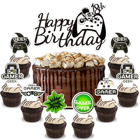 Buy Pcs Happy Th Birthday Cake Topper Video Game Astronaut Cake