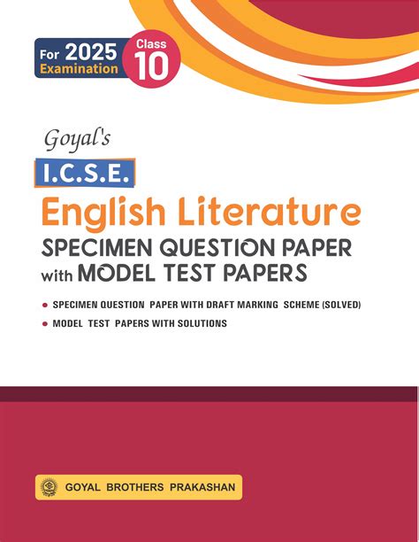 Goyal S Icse English Literature Specimen Question Bank Class 10 2024 Exam By Gbp Editorial