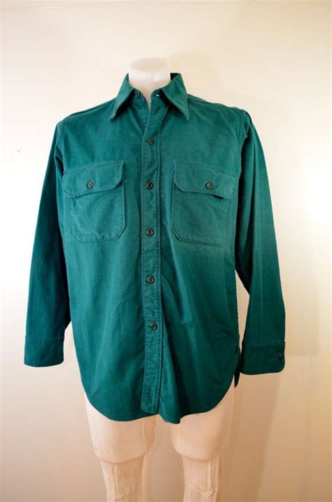 Vintage WOOLRICH Long Sleeve Chamois Shirt Mens Medium USA Etsy