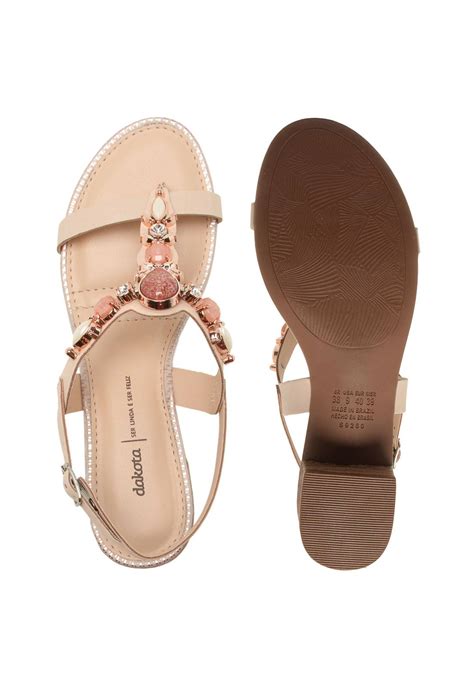 Sandália Dakota Pedraria Nude Compre Agora Dafiti Brasil