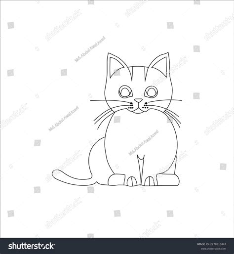 Cat Vector Line Art Coloring Page Stock Vector Royalty Free