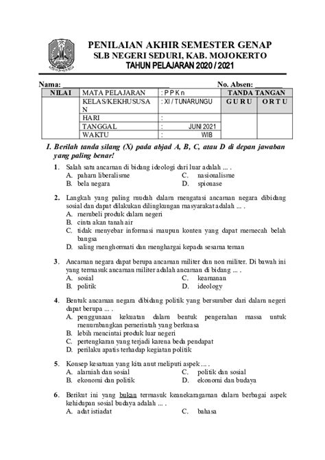 Doc Soal Ppkn Smalb Tunarungu Xii