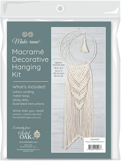 Solid Oak Macrame Hanging Kit Moon Dreamcatcher