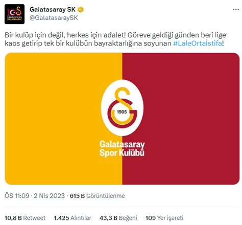 Galatasaray dan derbi sonrası olay paylaşım Lale Orta istifa Son Dakika