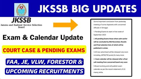 Jkssb Exam Calendar Update Pending Exam Dates Upcoming Recruitment