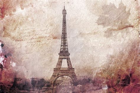 Abstract Digital Art Of Eiffel Tower In Paris Old Paper Digital Art