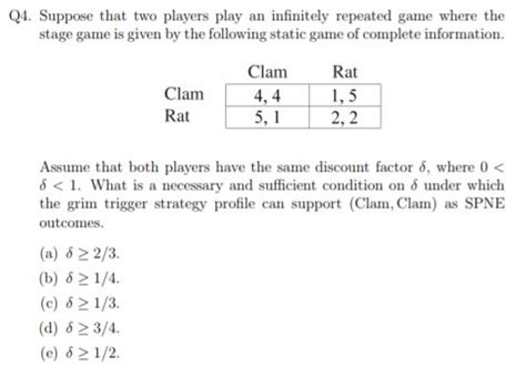 Solved Q4 Suppose That Two Players Play An Infinitely Chegg