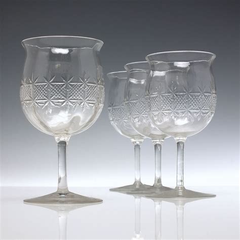 Four Edwardian Wine Glasses C1910 Drinking Glasses Exhibit Antiques