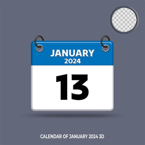 Premium PSD | 3d calendar date of january 2024