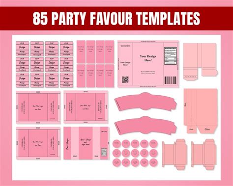 80 Party Favor Templates Party Favors Template Bundle Chocolate