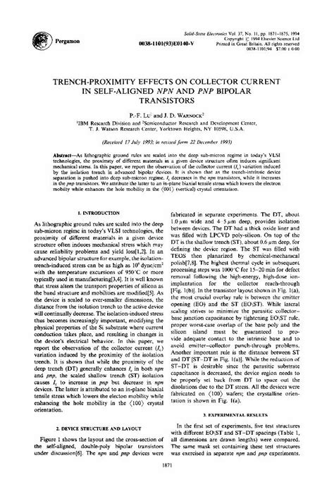 PDF Trench Proximity Effects On Collector Current In Self Aligned NPN