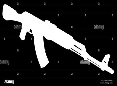 Ak Akm Assault Rifle Black Silhouette Stock Photo Alamy