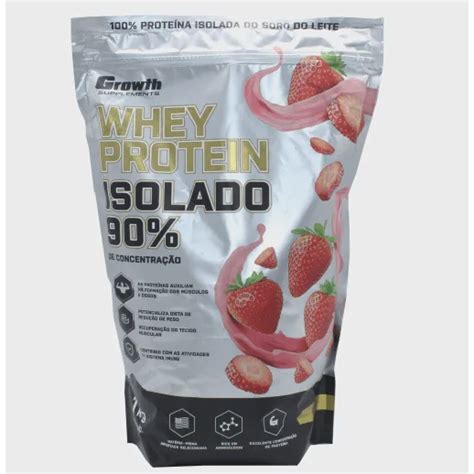 Whey Protein Isolado Proteina Sabor Morango Growth Kg No Shoptime