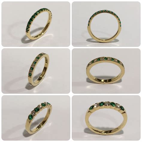 Ct Yellow Gold Emerald And Diamond Half Eternity Rings Top All