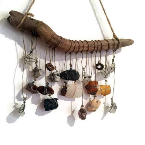 Sea Glass Suncatcher Sculptured Driftwood Beach Glass Art Eco Friendly Bohemian