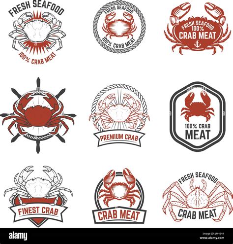 Set Of Crab Meat Labels Fresh Seafood Design Elements For Logo Label