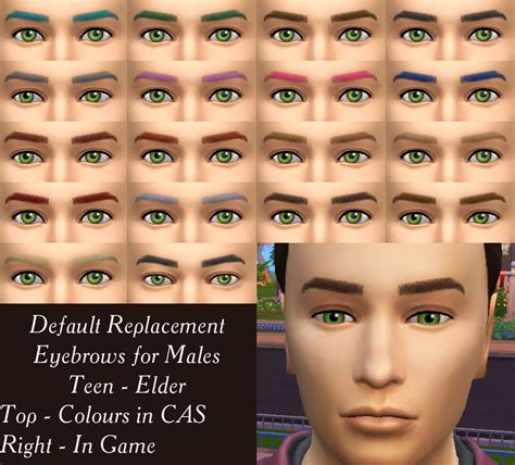 Default Replacement Eyebrows For Males The Sims Catalog