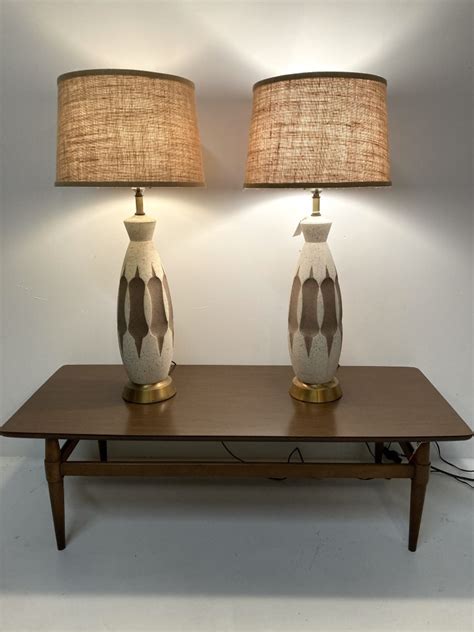 Pair Mid Century Modern Ceramic Table Lamps Epoch