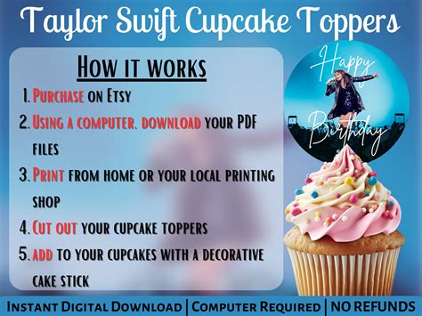 Printable Taylor Swift Cupcake Toppers Taylor Swift Birthday - Etsy