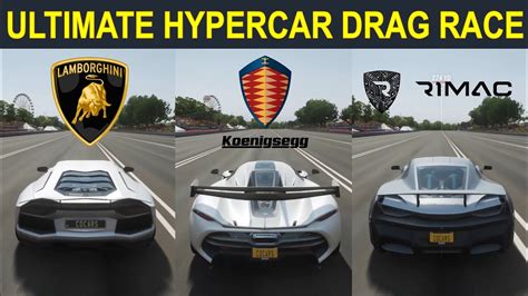 Fh Ultimate Hypercar Drag Race Koenigsegg Jesko Vs Rimac C Two Vs