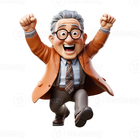 Ai Generated 3d Illustration Of A Cartoon Old Happy Old Man On Isolated