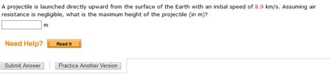 Solved A Projectile Is Launched Directly Upward From The Chegg