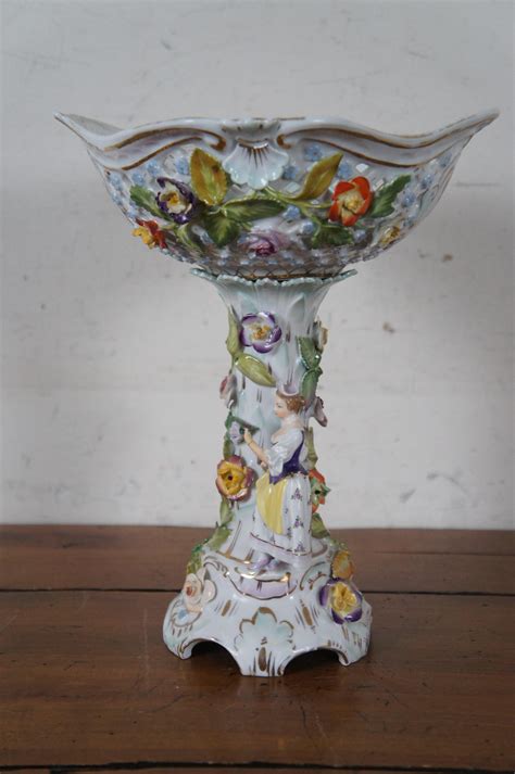 Antique Carl Thieme German Dresden Footed Reticulated Baroque Compote 11 For Sale At 1stdibs