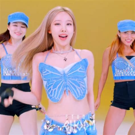 Im Nayeon Kpop Outfit Denim Butterfly Tops Pants Sexy Jazz Performance