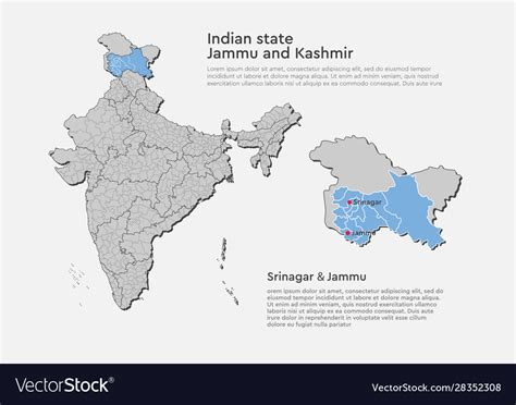 India Country Map Jammu And Kashmir State Template