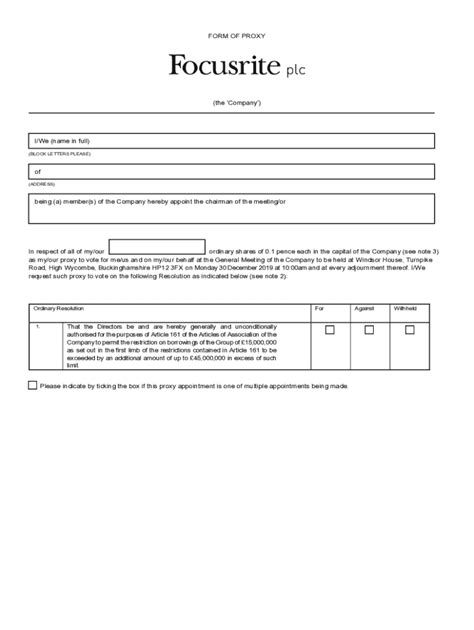 Fillable Online Corporate Proxy Sample Template Word And Pdf Fax