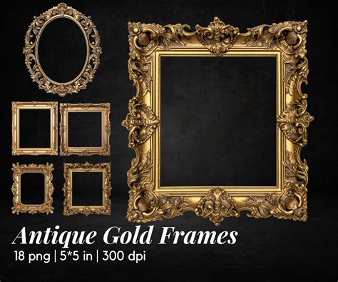 Antique Gold Frames Digital Downloads Junk Journal Etsy