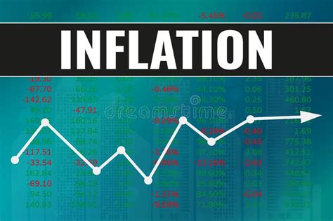 Inflation Graph On Blue Finance Background From Line Charts Columns