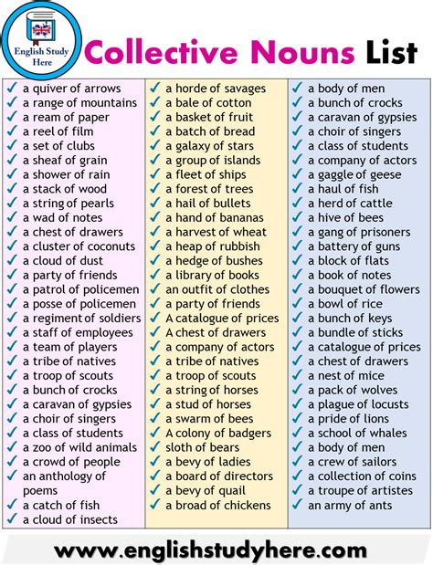 Examples Of Collective Nouns List