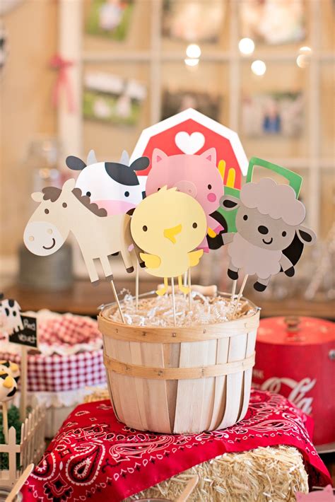 Farm Animal Centerpieces Farm Animal Birthday Party Decor Etsy Farm