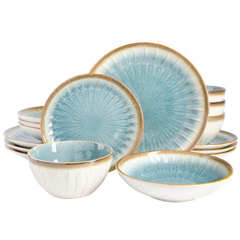 Gibson Elite Mayfair Bay 16-Piece Embossed Double Bowl Reactive Dinner