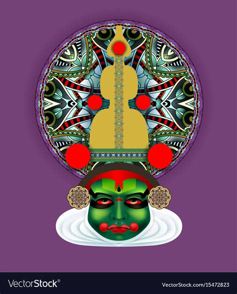 Indian Kathakali Dancer Face Royalty Free Vector Image