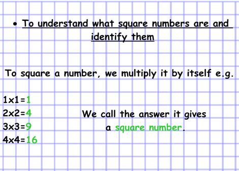 Properties of Square Numbers | Teaching math, Math classroom, Math notebooks