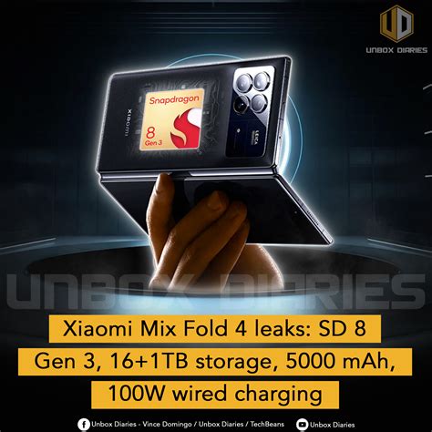 Xiaomi Mix Fold 4 Leaks SD 8 Gen 3 16 1TB Storage 5000 MAh 100W