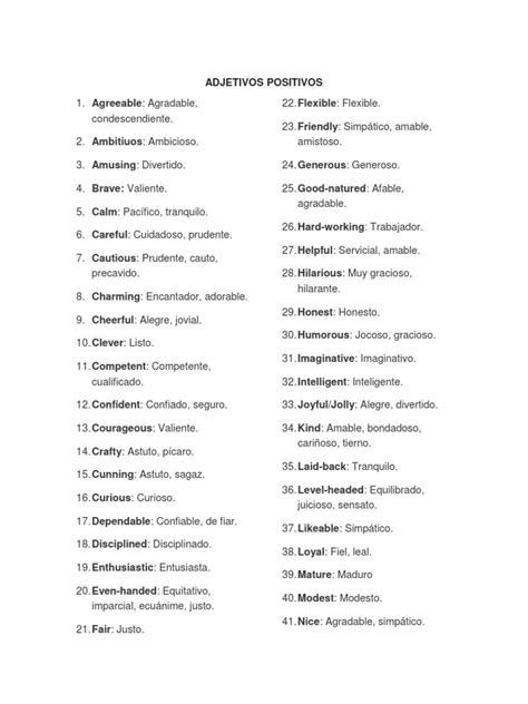 Adjetivos Positivos Para Pessoas - Adjetivos Positivos | PDF