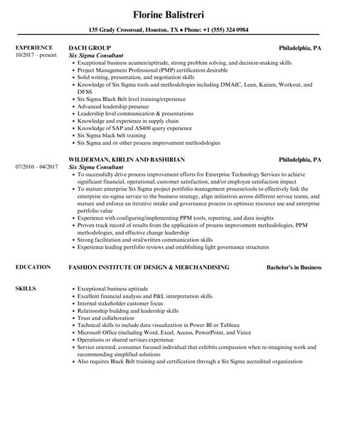 Six Sigma Resume