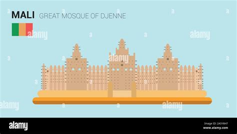 Vector illustration of Great Mosque of Djenne (Djenne, Mali). Monuments ...