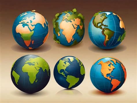 Premium Photo Four Different Colored Globes Of Different Shapes And