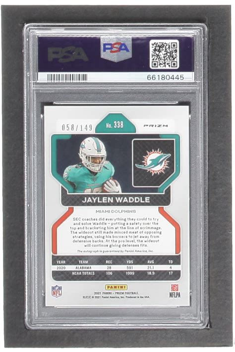 Jaylen Waddle 2021 Panini Prizm Rookie Autographs Prizms Red Wave 338