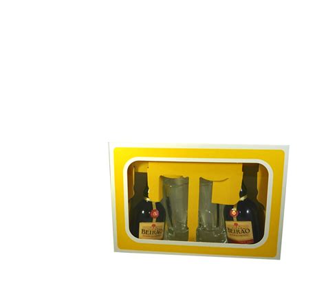 Licor BeirÃo Conjunto 2 Miniaturas And 2 Copos Manuel Tavares