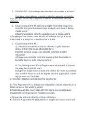 Debate On Single Sex Education In Schools Course Hero